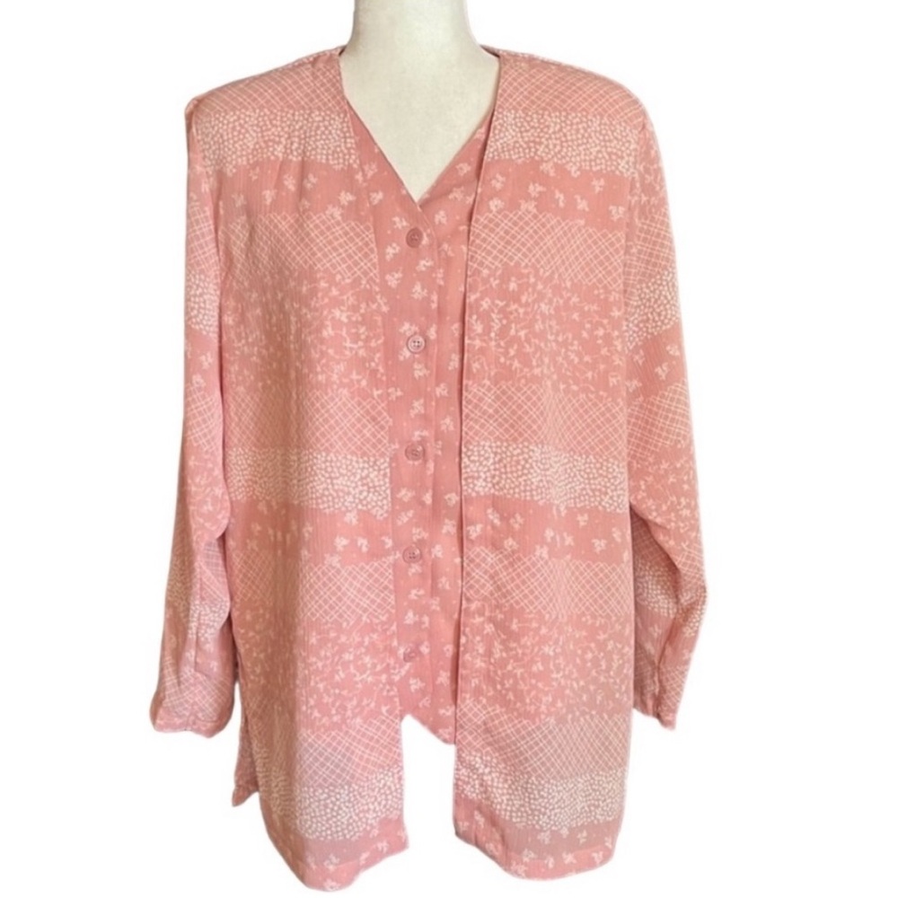 Alfred Dunner Vintage Two Piece Jacket Blouse Top Size 14
